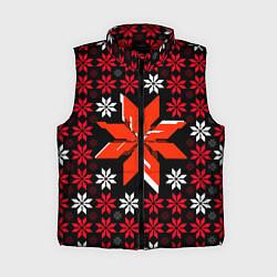 Женский жилет Красно-белые звёзды на чёрном фоне, цвет: 3D-красный