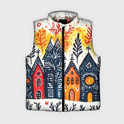 Женский жилет Разноцветные новогодние дома