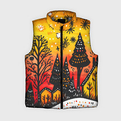 Женский жилет Елочки на фоне оранжевого неба, цвет: 3D-светло-серый
