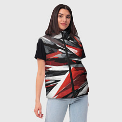 Женский жилет Чёрно-красно-белая абстракция, цвет: 3D-красный — фото 2