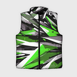 Женский жилет Чёрно-зелёная-белая абстракция