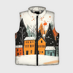 Женский жилет Оранжевые зимние домики