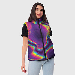 Женский жилет Неон - волны, цвет: 3D-черный — фото 2