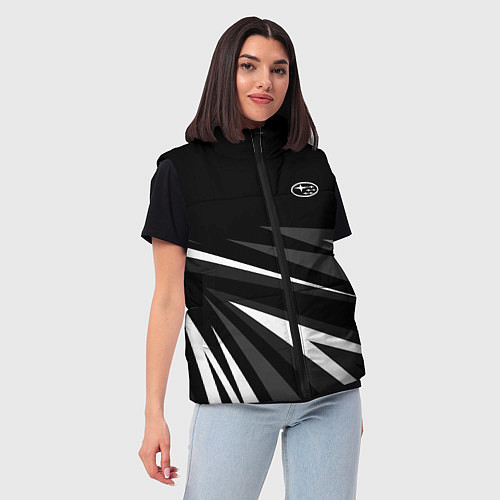 Женский жилет Субару - черно-белый / 3D-Светло-серый – фото 3