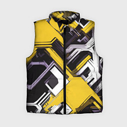Женский жилет Бело-жёлтый техно паттерн на чёрном фоне
