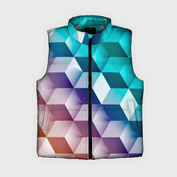 Женский жилет Объёмные разноцветные градиентные кубы, цвет: 3D-светло-серый