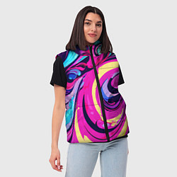 Женский жилет Сине-розовый узор, цвет: 3D-красный — фото 2