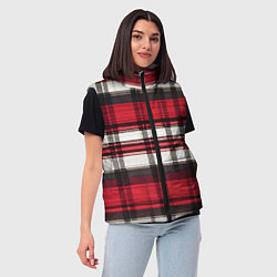 Женский жилет Красно-белая ткань в клетку, цвет: 3D-черный — фото 2