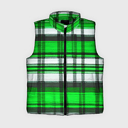 Женский жилет Зелёно-белая ткань в клетку, цвет: 3D-черный