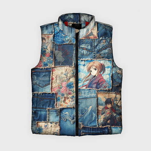 Женский жилет Аниме влюбленные на пэчворк / 3D-Красный – фото 1