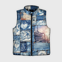 Женский жилет Пэчворк с мотивами аниме