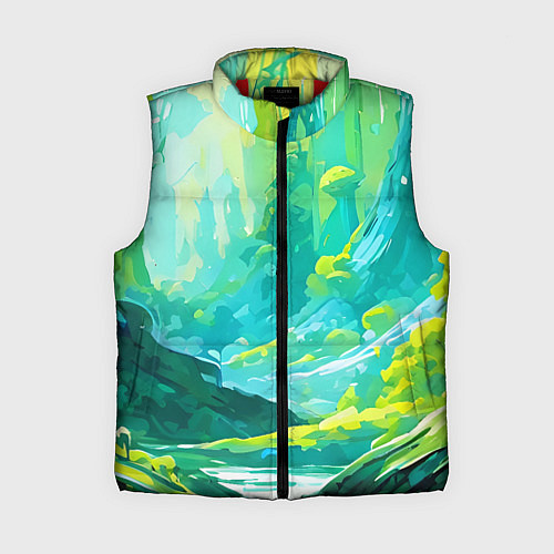 Женский жилет Зелёная кислотная абстракция / 3D-Красный – фото 1