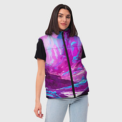 Женский жилет Фиолетовая кислотная абстракция, цвет: 3D-черный — фото 2