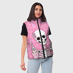 Женский жилет Скелет-милашка, цвет: 3D-черный — фото 2