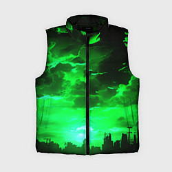 Женский жилет Кислотный зелёный закат, цвет: 3D-черный