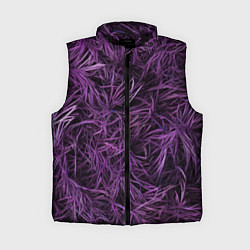 Женский жилет Фиолетовая трава на чёрном фоне, цвет: 3D-черный