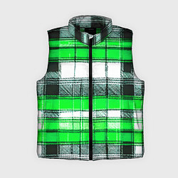 Женский жилет Чёрные полосы на зелёном-белом фоне, цвет: 3D-черный