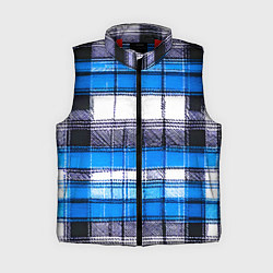 Женский жилет Чёрные полосы на сине-белом фоне, цвет: 3D-красный