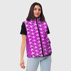 Женский жилет Чёрно-белые фигуры на розовом фоне, цвет: 3D-черный — фото 2