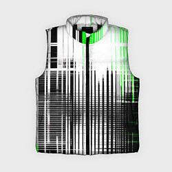 Женский жилет Зелёно-чёрный гранж на белом фоне, цвет: 3D-черный