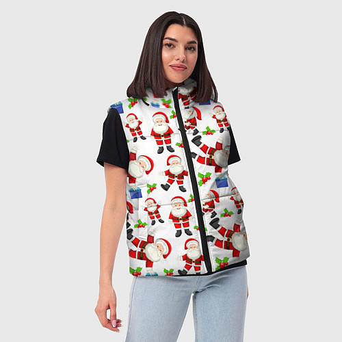 Женский жилет Дед мороз веселится паттерн / 3D-Светло-серый – фото 3