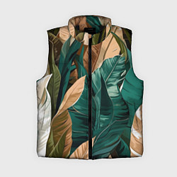 Женский жилет Крупные листья в тропиках, цвет: 3D-черный