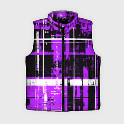 Женский жилет Фиолетово-белый гранж на чёрном фоне, цвет: 3D-черный