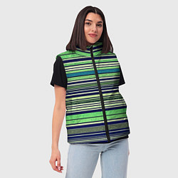 Женский жилет Сине-зелёный текстурные полосы, цвет: 3D-черный — фото 2