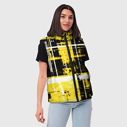 Женский жилет Жёлто-белый гранж на чёрном фоне, цвет: 3D-красный — фото 2