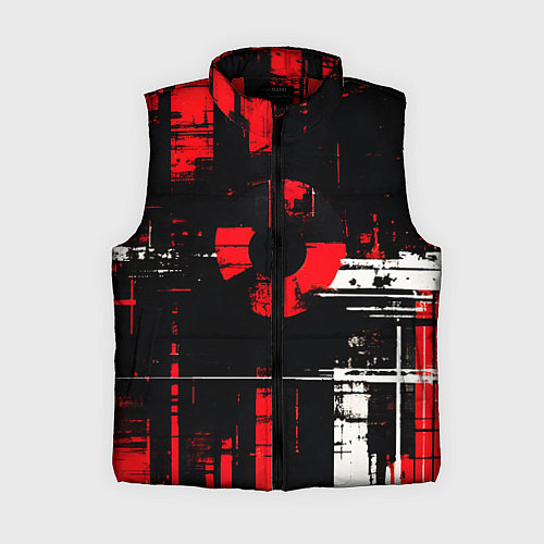 Женский жилет Красно-белый гранж на чёрном фоне / 3D-Красный – фото 1