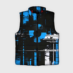 Женский жилет Сине-белый гранж на чёрном фоне, цвет: 3D-красный
