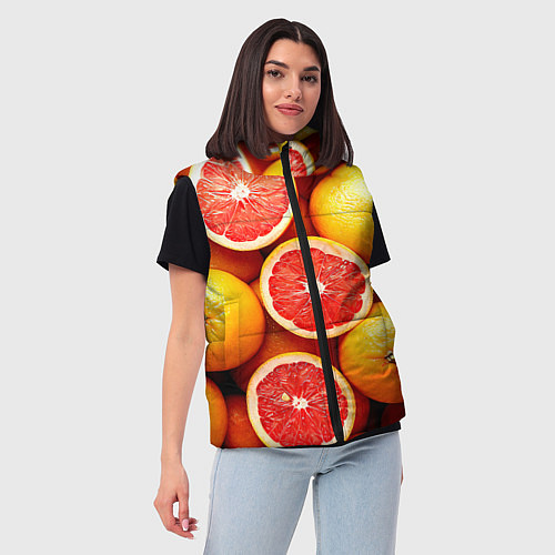 Женский жилет Грейпфруты / 3D-Светло-серый – фото 3