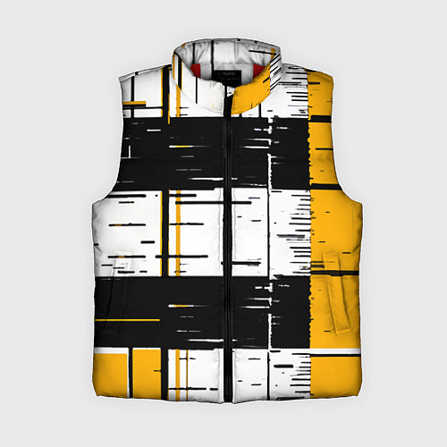 Женский жилет Жёлтые и чёрные полосы на белом фоне / 3D-Красный – фото 1