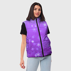 Женский жилет Резные снежинки глитч, цвет: 3D-черный — фото 2