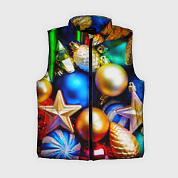 Женский жилет Новогодние украшения, цвет: 3D-черный