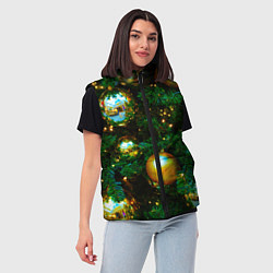 Женский жилет Новогодние украшения на ветках, цвет: 3D-светло-серый — фото 2