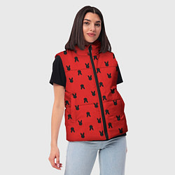 Женский жилет Маска кролика на красном, цвет: 3D-светло-серый — фото 2