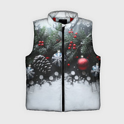 Женский жилет Елочные игрушки и снег