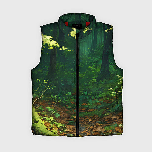 Женский жилет Зелёный летний лес / 3D-Красный – фото 1