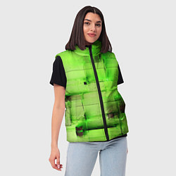 Женский жилет Чёрные пятна на зелёном фоне абстракция, цвет: 3D-красный — фото 2