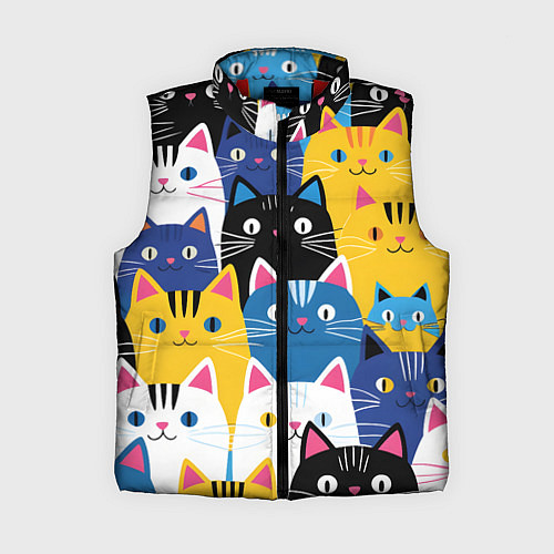 Женский жилет Много цветных котиков / 3D-Красный – фото 1