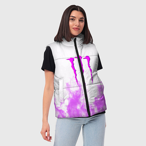 Женский жилет Monster energy neon flame / 3D-Светло-серый – фото 3