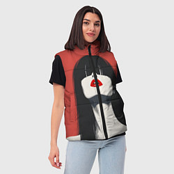 Женский жилет Девушка на красном фоне, цвет: 3D-красный — фото 2