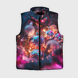 Женский жилет Новогодние шары и фиолетовые блески