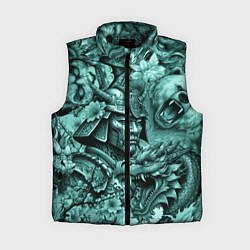 Женский жилет Драконы самурай медведь и волк в стиле тату, цвет: 3D-черный