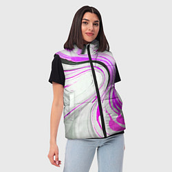 Женский жилет Волнистые чёрно-фиолетовые линии на белом фоне, цвет: 3D-красный — фото 2