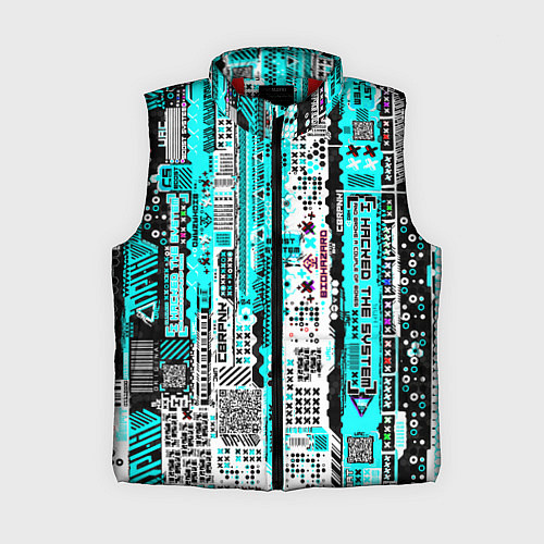 Женский жилет Киберпанк паттерн голубой / 3D-Красный – фото 1