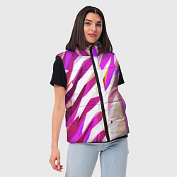 Женский жилет Бело-розовая абстракция, цвет: 3D-красный — фото 2