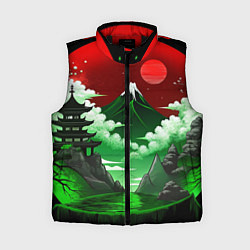 Женский жилет Япония красно-зеленая природа, цвет: 3D-черный