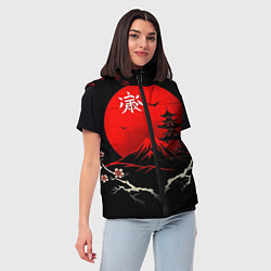 Женский жилет Japan red black nature, цвет: 3D-светло-серый — фото 2